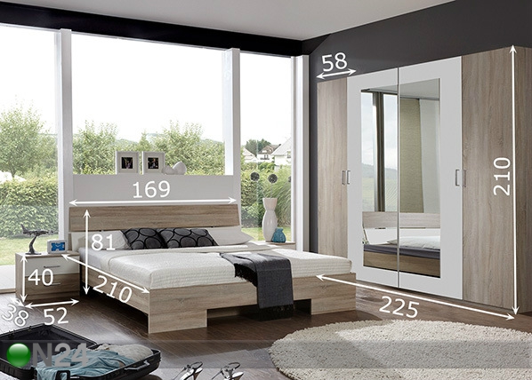 Комплект спальной комнаты Alina 160x200 cm размеры