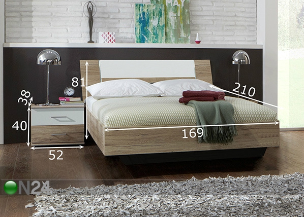 Комплект спальной комнаты Dora 160x200 cm размеры