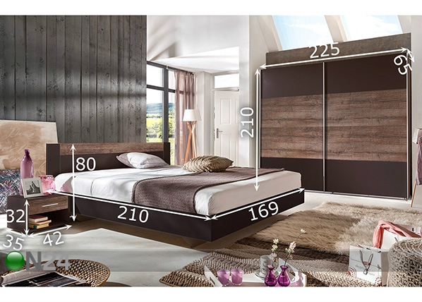 Комплект спальной комнаты Ilona 160x200 cm размеры