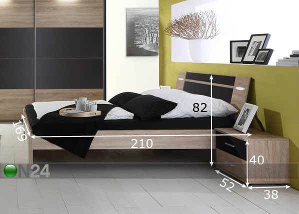 Комплект спальной комнаты Vicenza 160x200 cm размеры