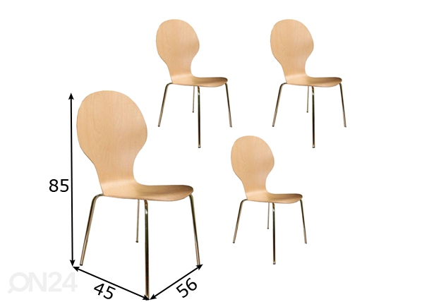 Комплект стульев Bundy New, 4 шт размеры