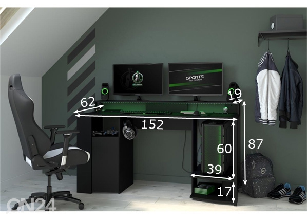 Компьютерный стол Gaming размеры