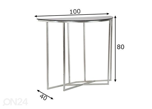 Консольный стол Glam, чёрный/серебристый размеры