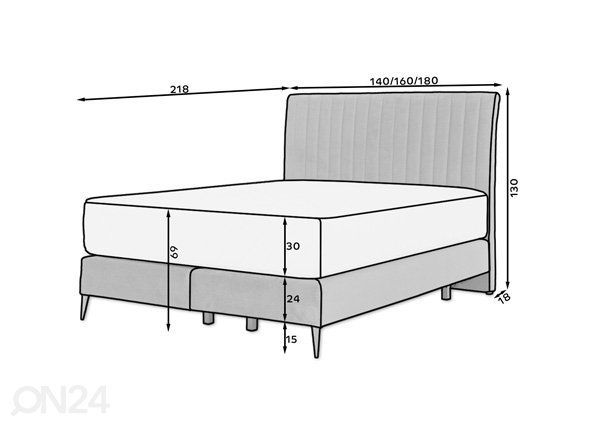 Континентальная кровать 180x200 cm размеры