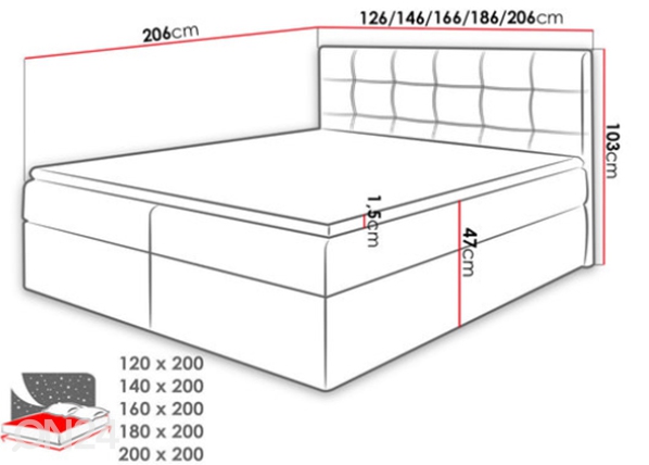 Континентальная кровать 200x200 cm размеры