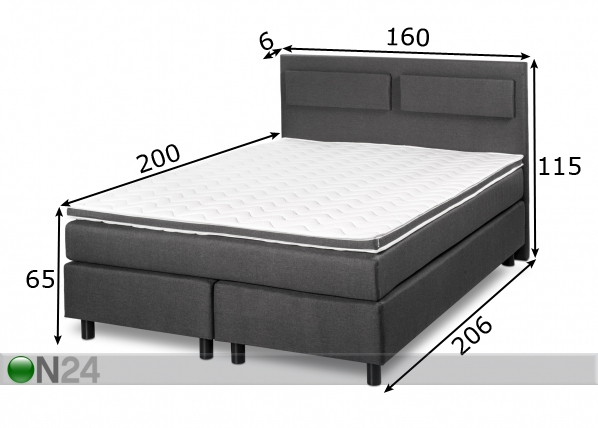 Континентальная кровать Dream 160x200 cm размеры
