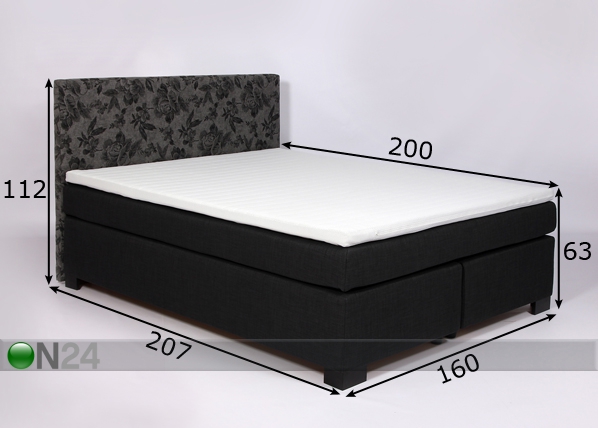 Континентальная кровать Pocket Luxus 160x200cm + изголовье размеры