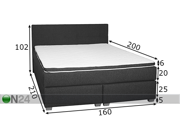 Континентальная кровать Standard 160x200 cm размеры