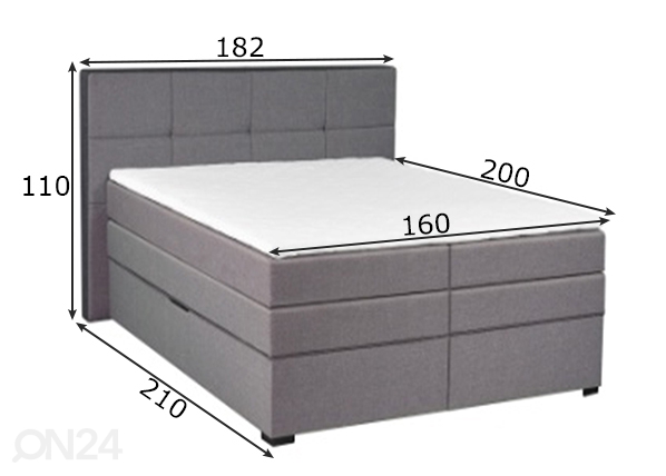 Континентальная кровать Tennessee Storage 160x200 см размеры