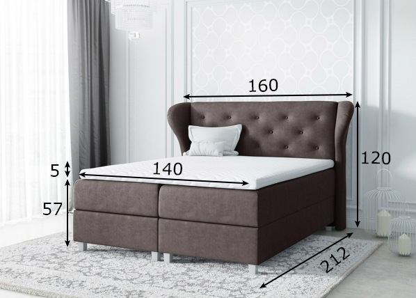 Континентальная кровать с двумя ящиками 140x200 cm размеры