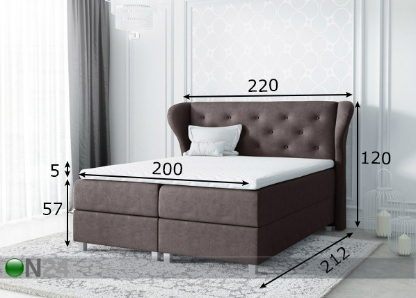 Континентальная кровать с двумя ящиками 200x200 cm размеры