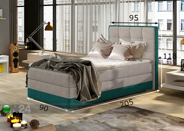 Континентальная кровать с ящиком Kevin 90x200 cm размеры