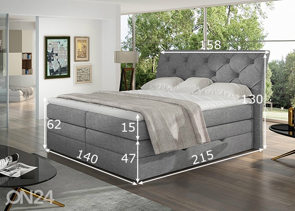 Континентальная кровать с ящиком Mirabel 140x200 cm размеры