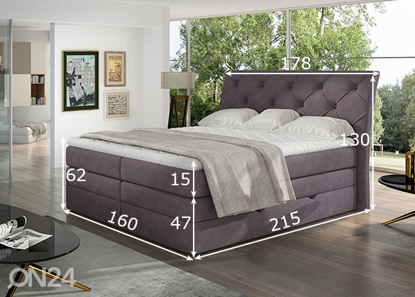 Континентальная кровать с ящиком Mirabel 160x200 cm размеры