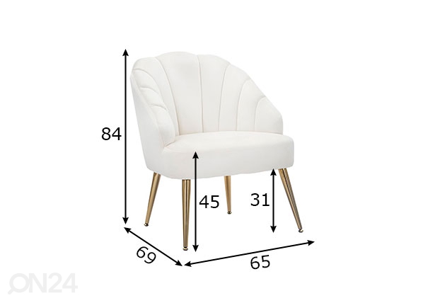 Кресло Glam, кремовый/золотистый размеры