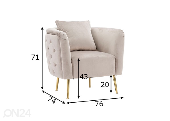 Кресло Glam, серый/золотистый размеры