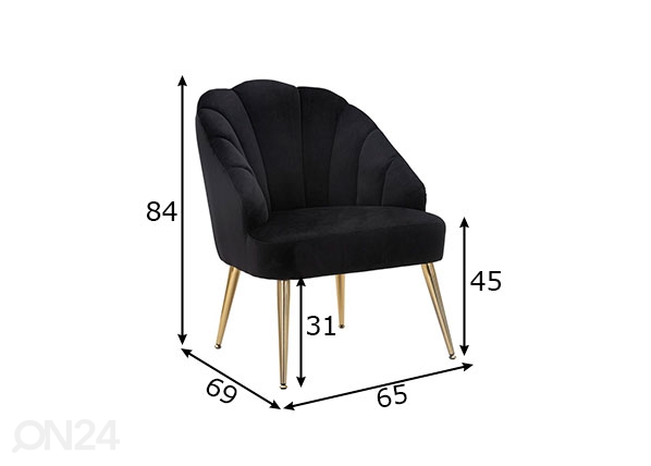 Кресло Glam, чёрный/золотистый размеры