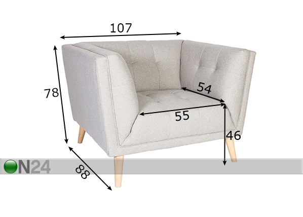 Кресло Marino размеры