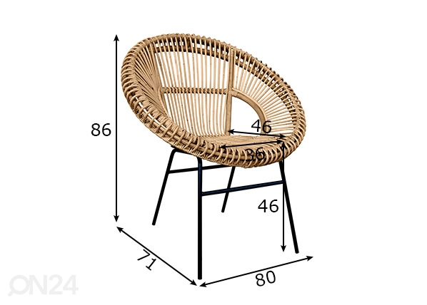 Кресло Rattan размеры