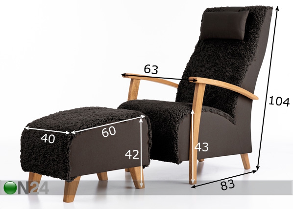 Кресло Wiivi + пуф из овчинки размеры