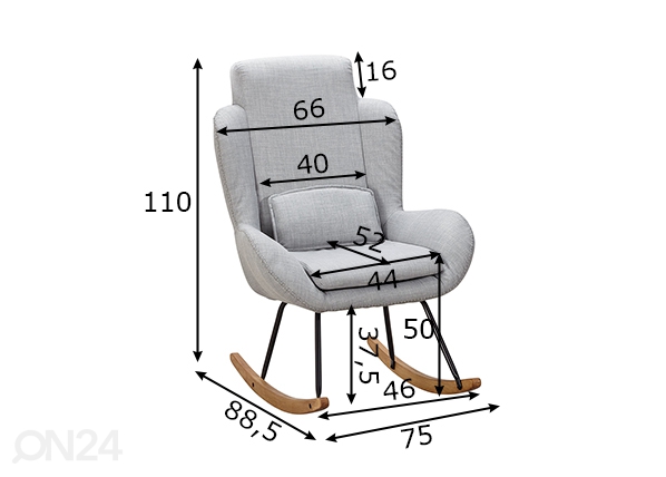 Кресло-качалка Rocky, серый размеры