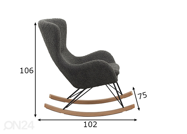 Кресло-качалка, серый размеры