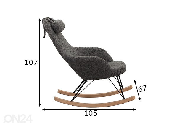 Кресло-качалка, серый размеры