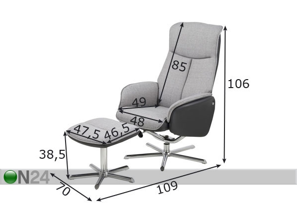 Кресло + пуф Annora размеры