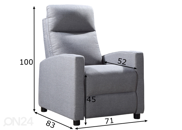 Кресло с механизмом подножки Alex Recliner размеры