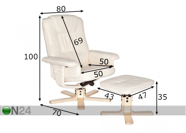 Кресло с пуфом Comfort размеры