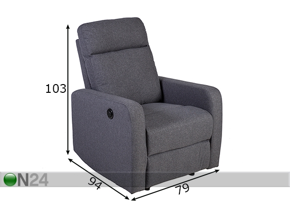 Кресло с электрическим механизмом подножки Flexy размеры