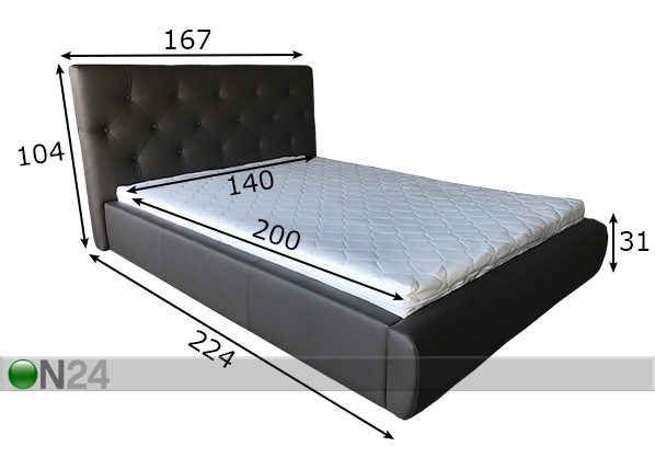 Кровать 140x200 cm + матрас Prime Standard Bonell размеры
