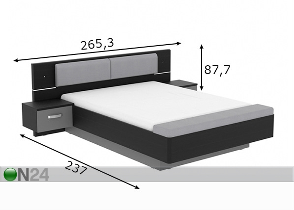 Кровать 160x200 cm + 2 тумбы размеры