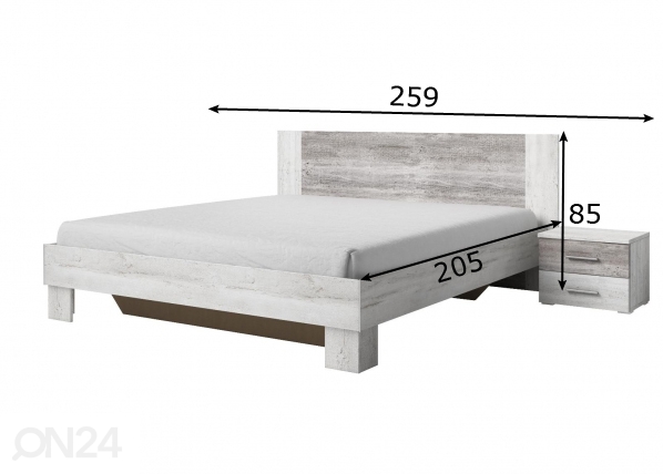 Кровать 160x200 cm + прикроватные тумбы размеры