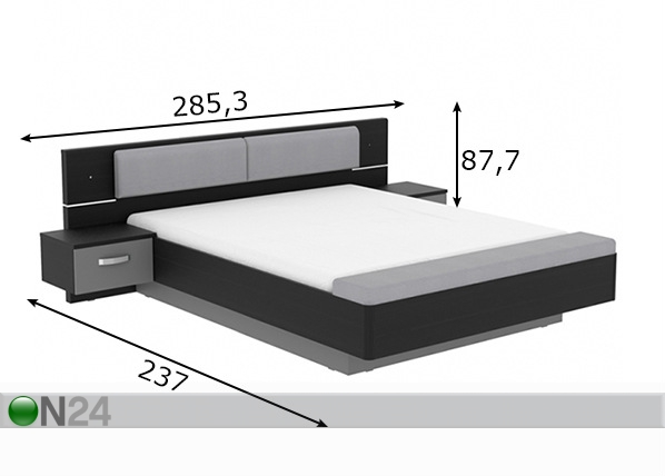 Кровать 180x200 cm + 2 тумбы размеры