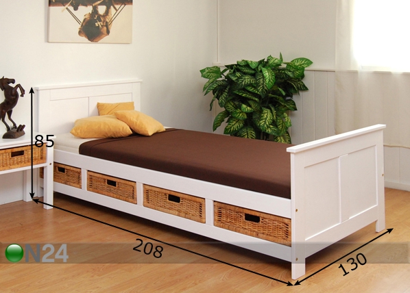 Кровать Britt 120x200 cm + 8 ящиков размеры