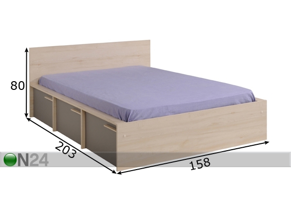 Кровать Connect 140x200 cm + 3 ящика размеры