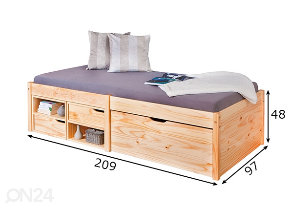 Кровать Farum 90x200 cm размеры