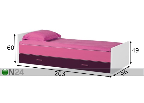 Кровать Jesper 90x200 cm + 1 ящик размеры