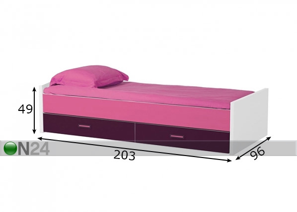 Кровать Jesper 90x200 cm + 2 ящика размеры