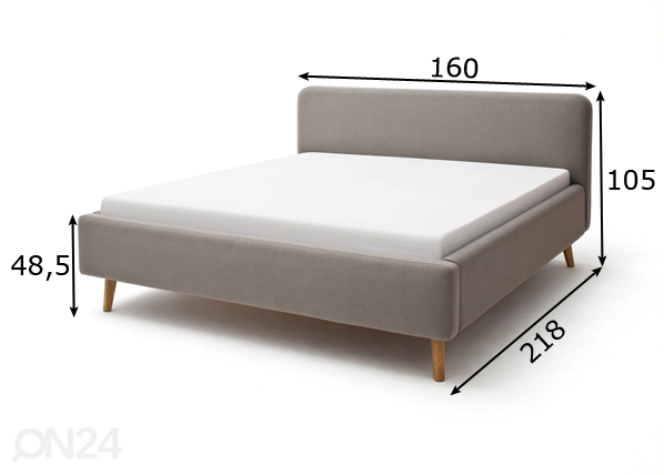 Кровать Mattis 140x200 cm размеры