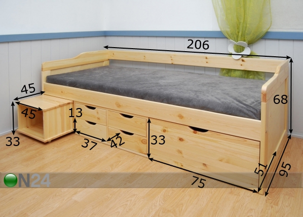 Кровать Maxima 90x200 cm размеры