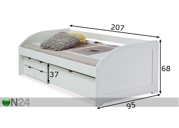 Кровать Mia 90x200 cm размеры