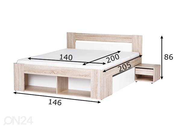 Кровать Milo 140x200 cm размеры