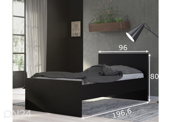 Кровать Naia 90x190 cm, чёрный матовый размеры