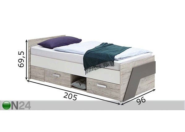 Кровать Nona 90x200 cm размеры
