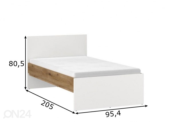 Кровать Ricko 90x200 cm, белый/дуб размеры
