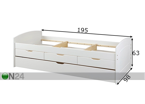 Кровать Rieka 90x190 cm размеры