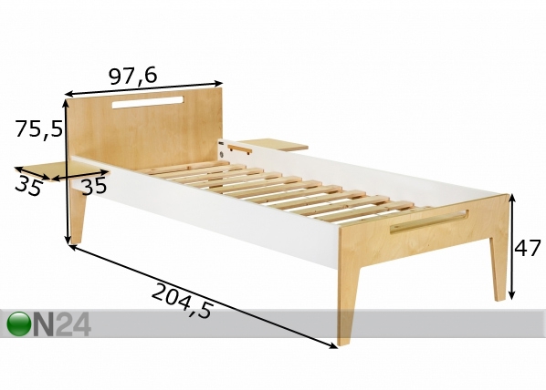Кровать Sandra 90x200 cm размеры