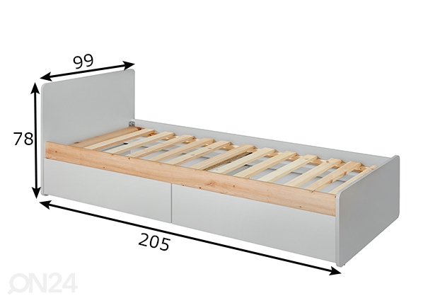 Кровать Vivero 90x200 cm размеры